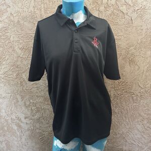 Houston Rockets Port Authority Polo Shirt Black Size L Embroidered Logo NBA